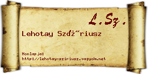 Lehotay Szíriusz névjegykártya